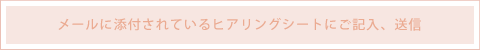 メールに添付されているヒアリングシートにご記入後ご返信ください